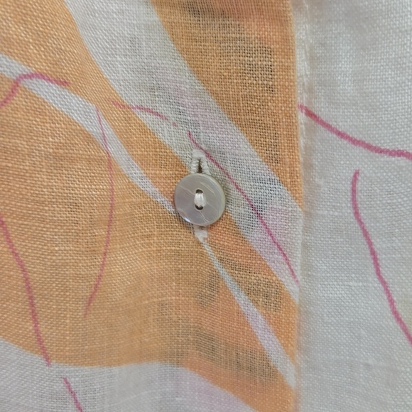 Cynthia Rowley 100% Linen Tropical Print Buttin Down Camp Shirt Size M  Resort - Picture 7 of 12